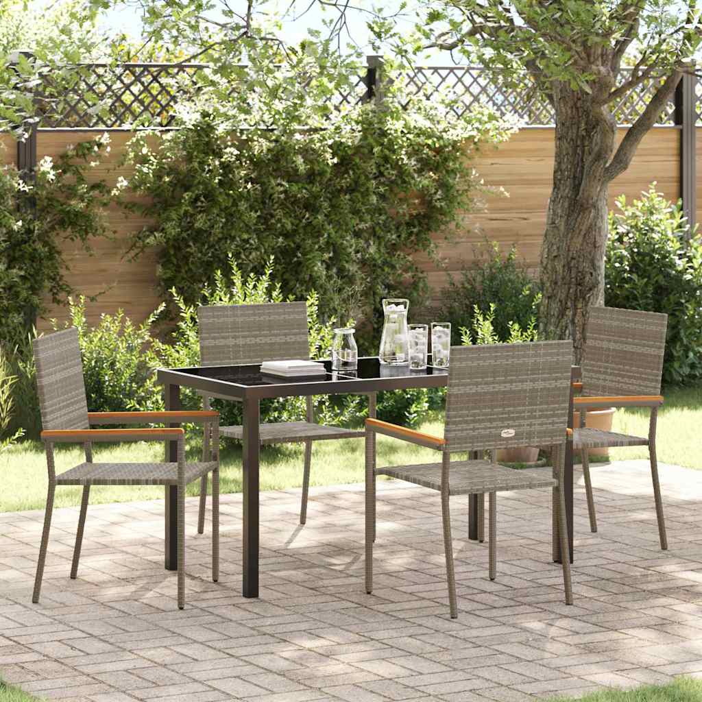 Garden Dining Set 5 pcs Grey Poly rattan
