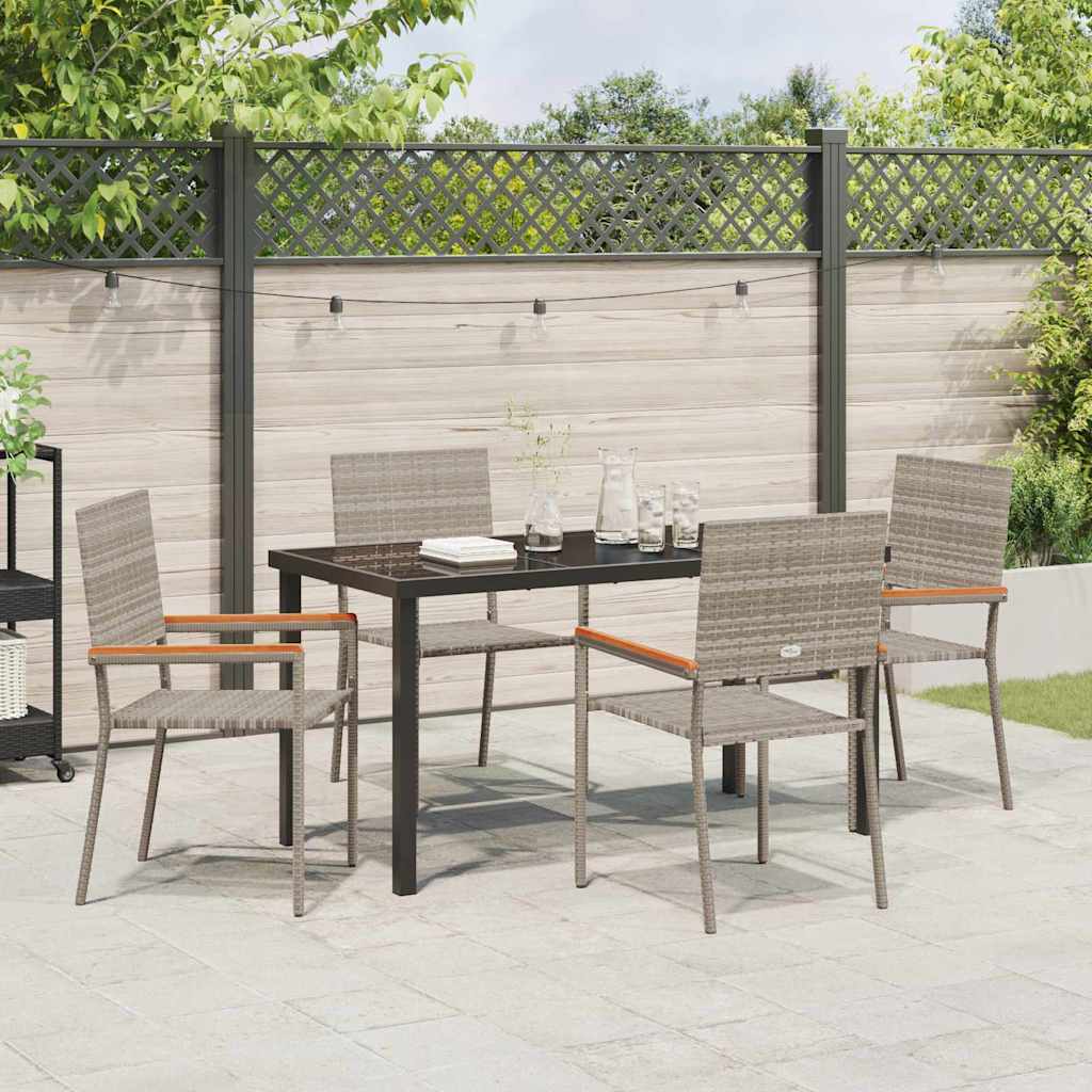 Garden Dining Set 5 pcs Grey Poly rattan