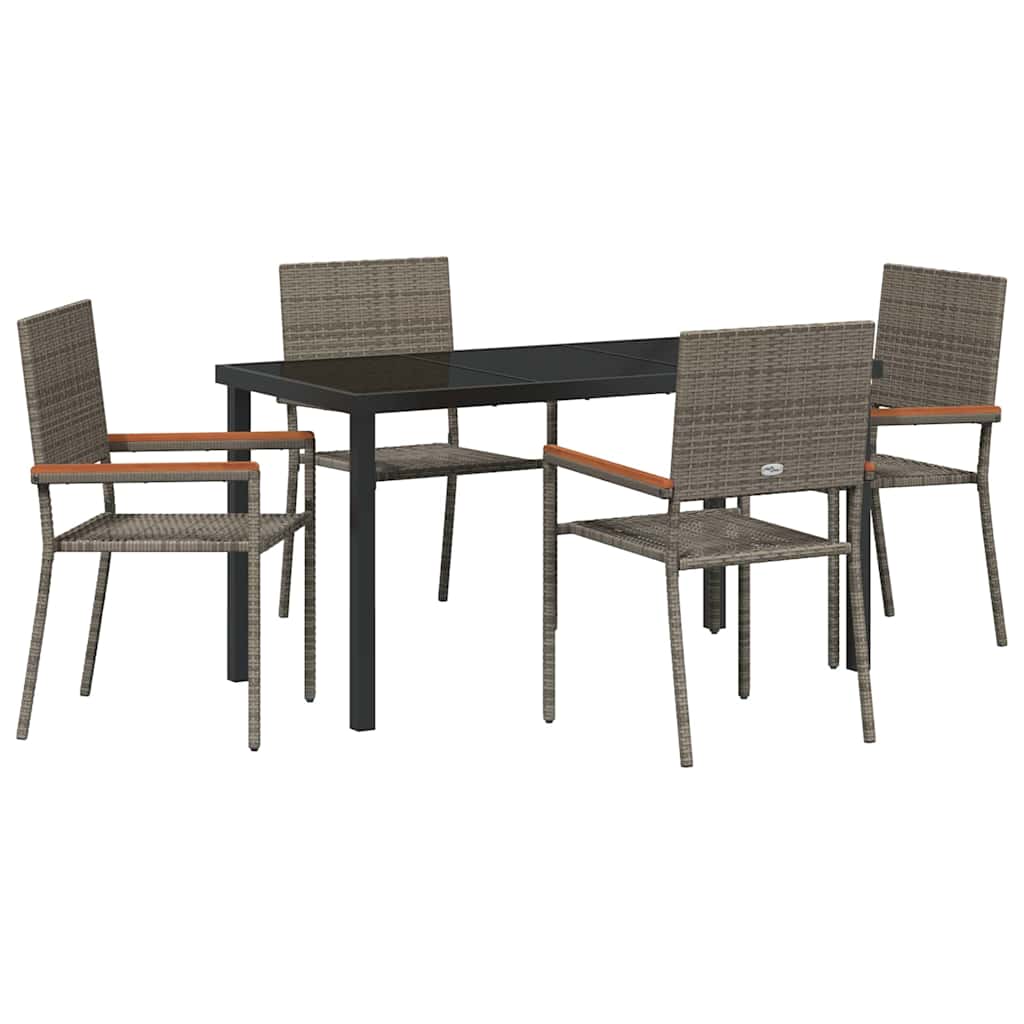 Garden Dining Set 5 pcs Grey Poly rattan