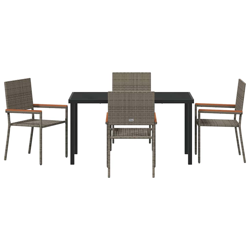 Garden Dining Set 5 pcs Grey Poly rattan