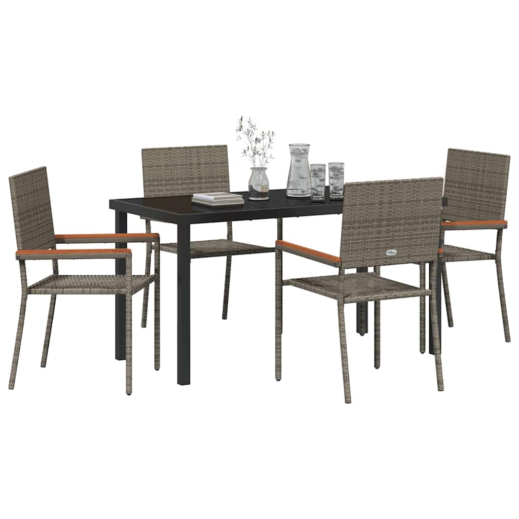 Garden Dining Set 5 pcs Grey Poly rattan