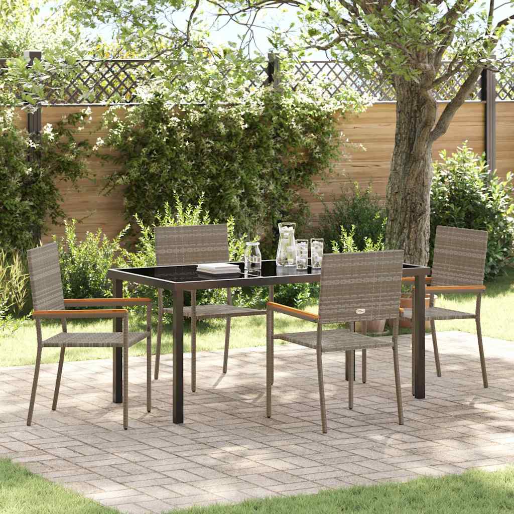 Garden Dining Set 5 pcs Grey Poly rattan