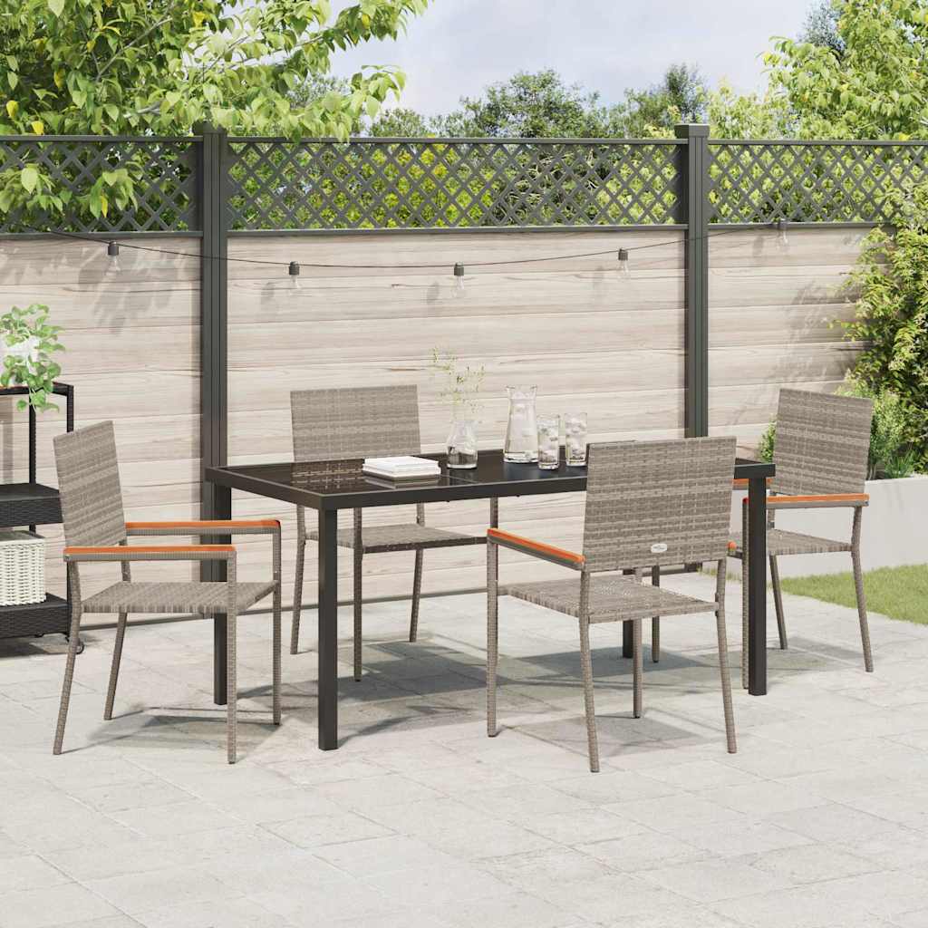Garden Dining Set 5 pcs Grey Poly rattan