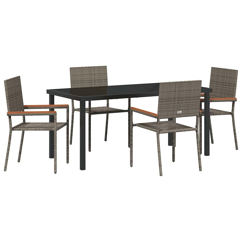 Garden Dining Set 5 pcs Grey Poly rattan