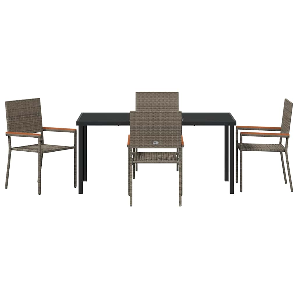Garden Dining Set 5 pcs Grey Poly rattan