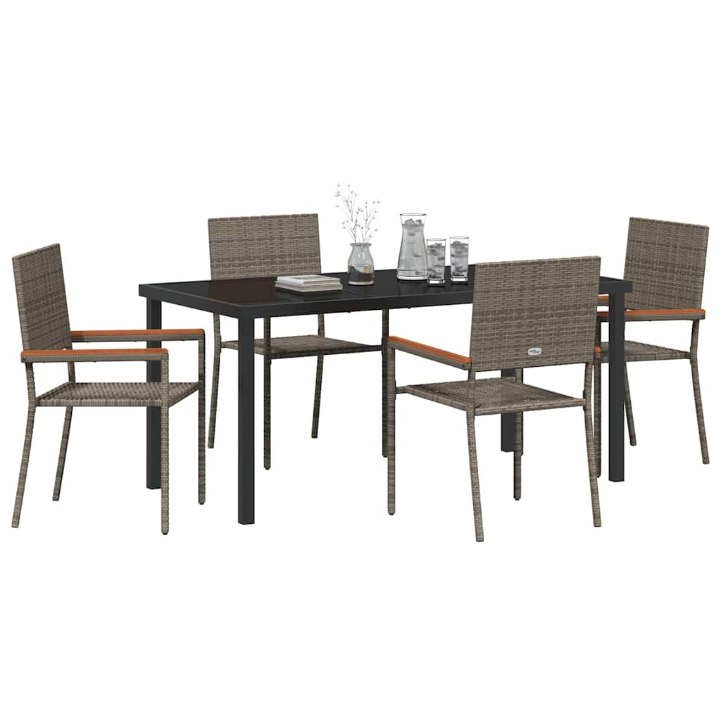 Garden Dining Set 5 pcs Grey Poly rattan