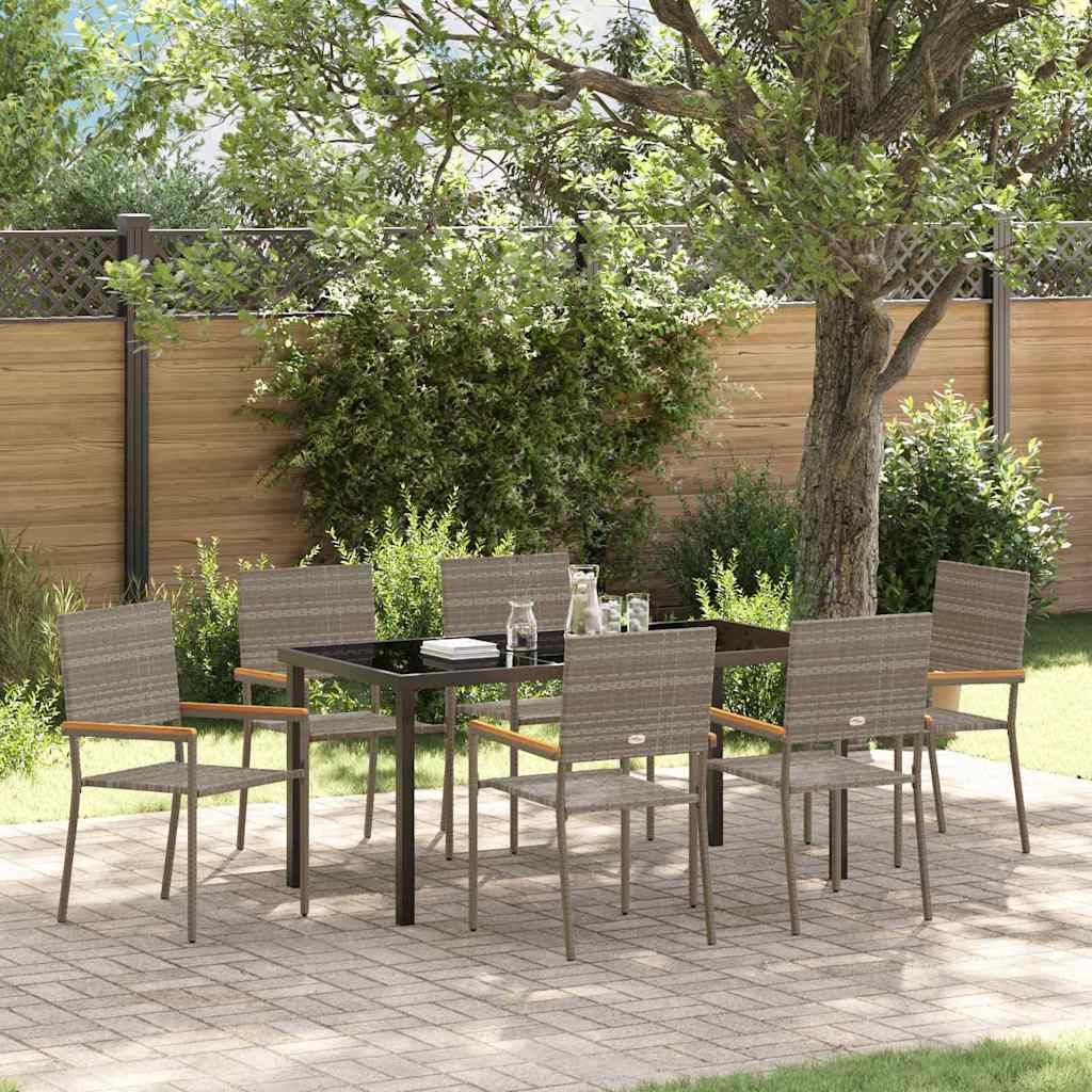 Garden Dining Set 7 pcs Grey Poly rattan