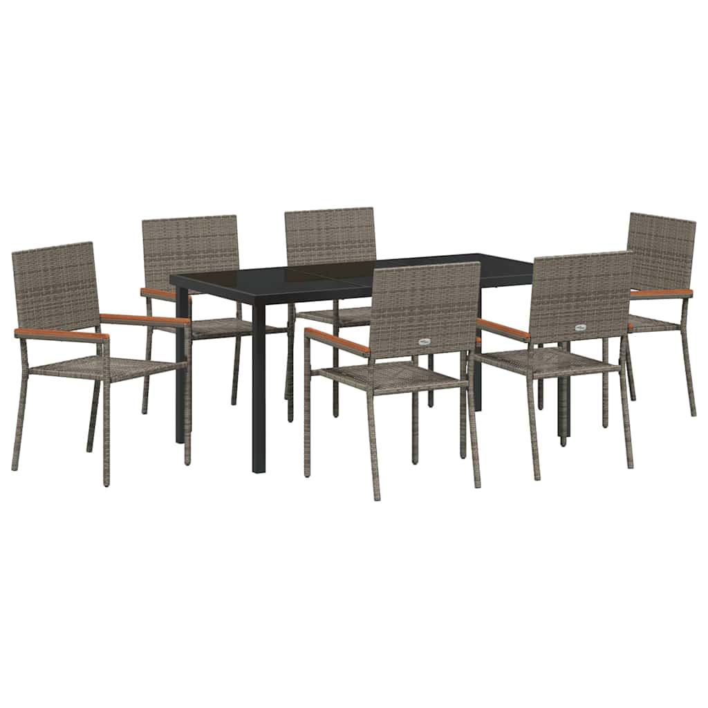 Garden Dining Set 7 pcs Grey Poly rattan