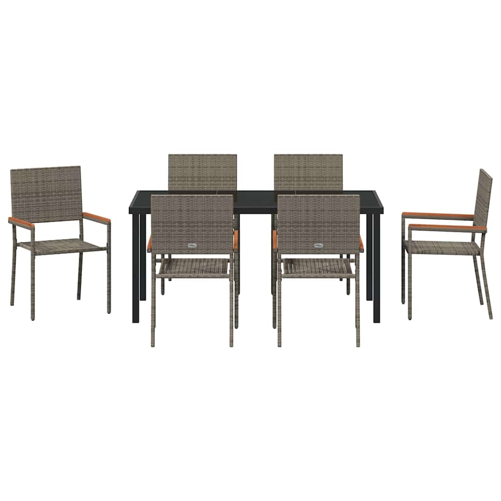 Garden Dining Set 7 pcs Grey Poly rattan