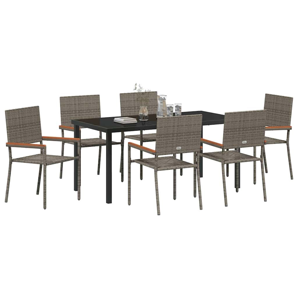 Garden Dining Set 7 pcs Grey Poly rattan