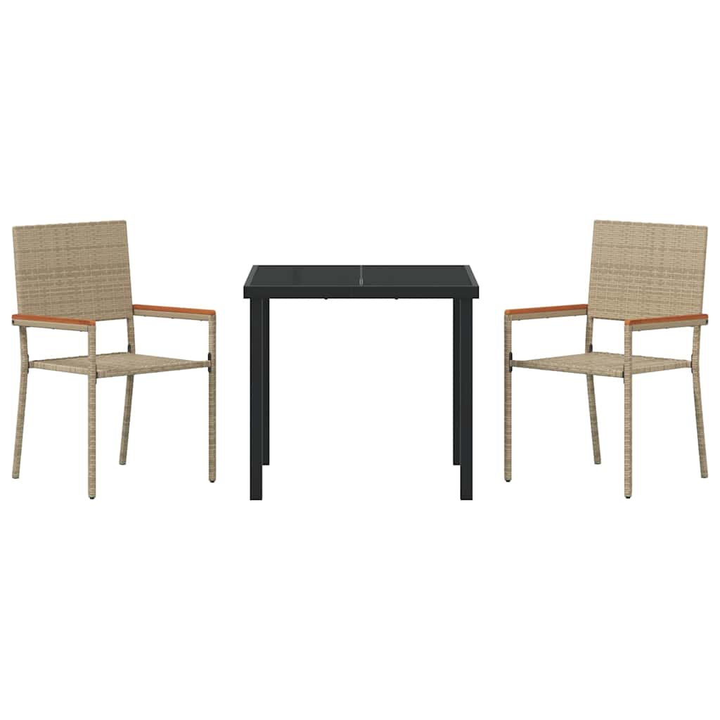 Garden Dining Set 3 pcs Beige Poly rattan