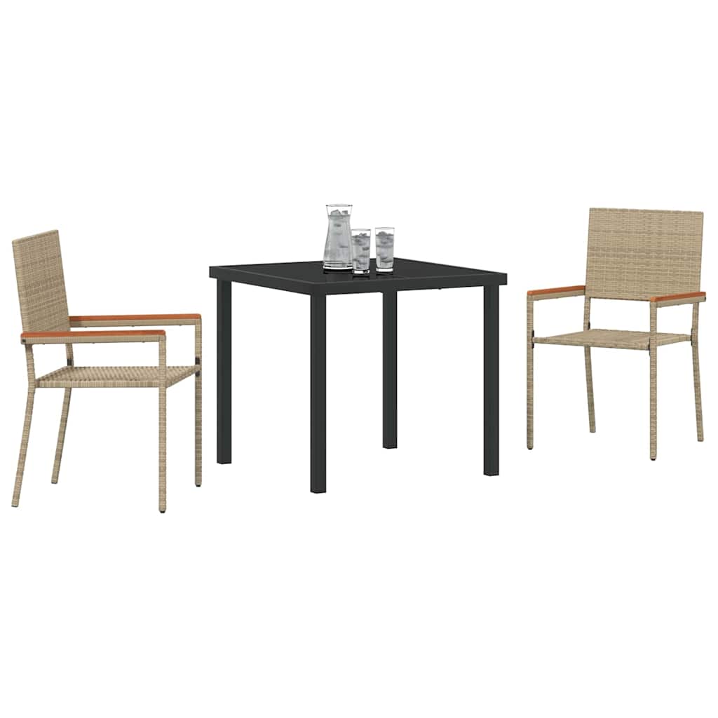 Garden Dining Set 3 pcs Beige Poly rattan