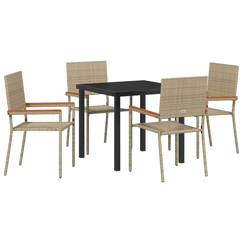 Garden Dining Set 5 pcs Beige Poly rattan