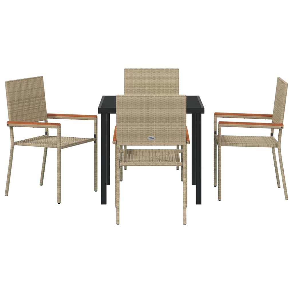 Garden Dining Set 5 pcs Beige Poly rattan