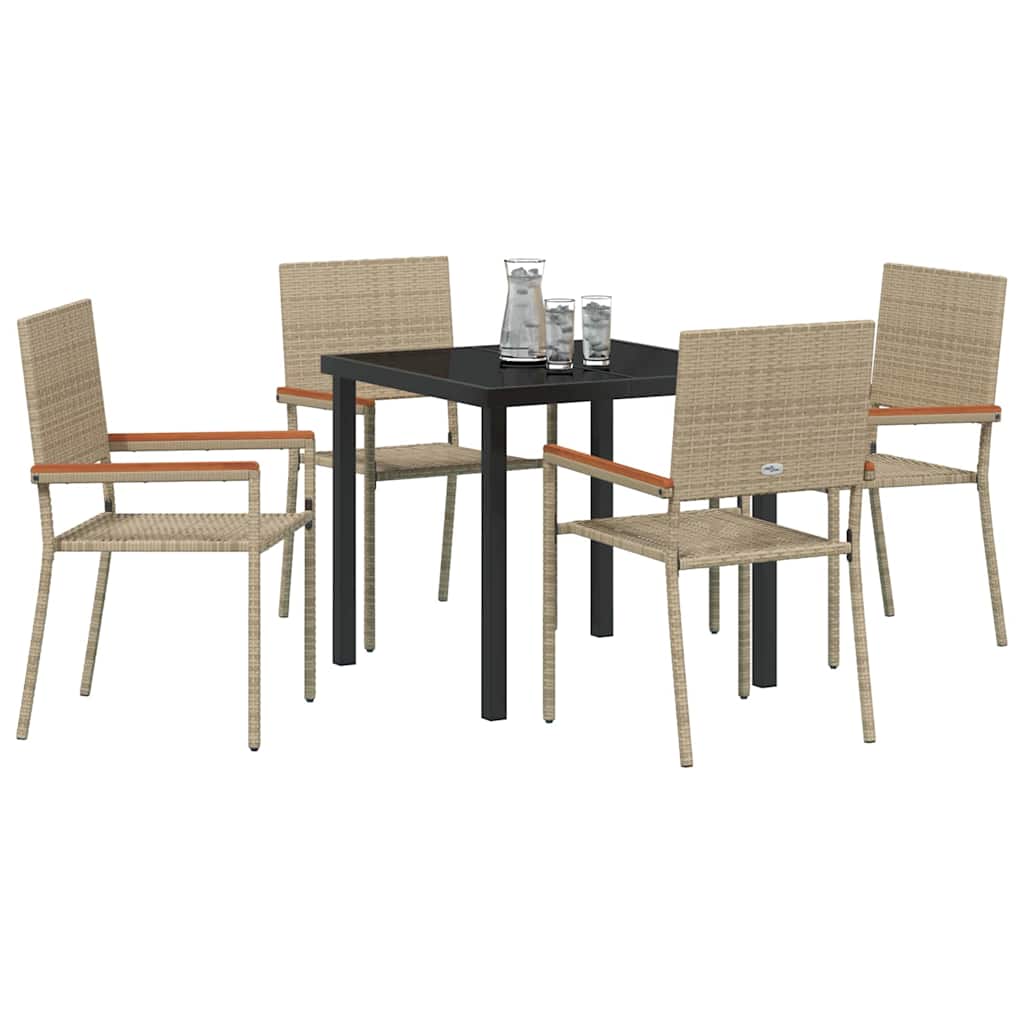 Garden Dining Set 5 pcs Beige Poly rattan