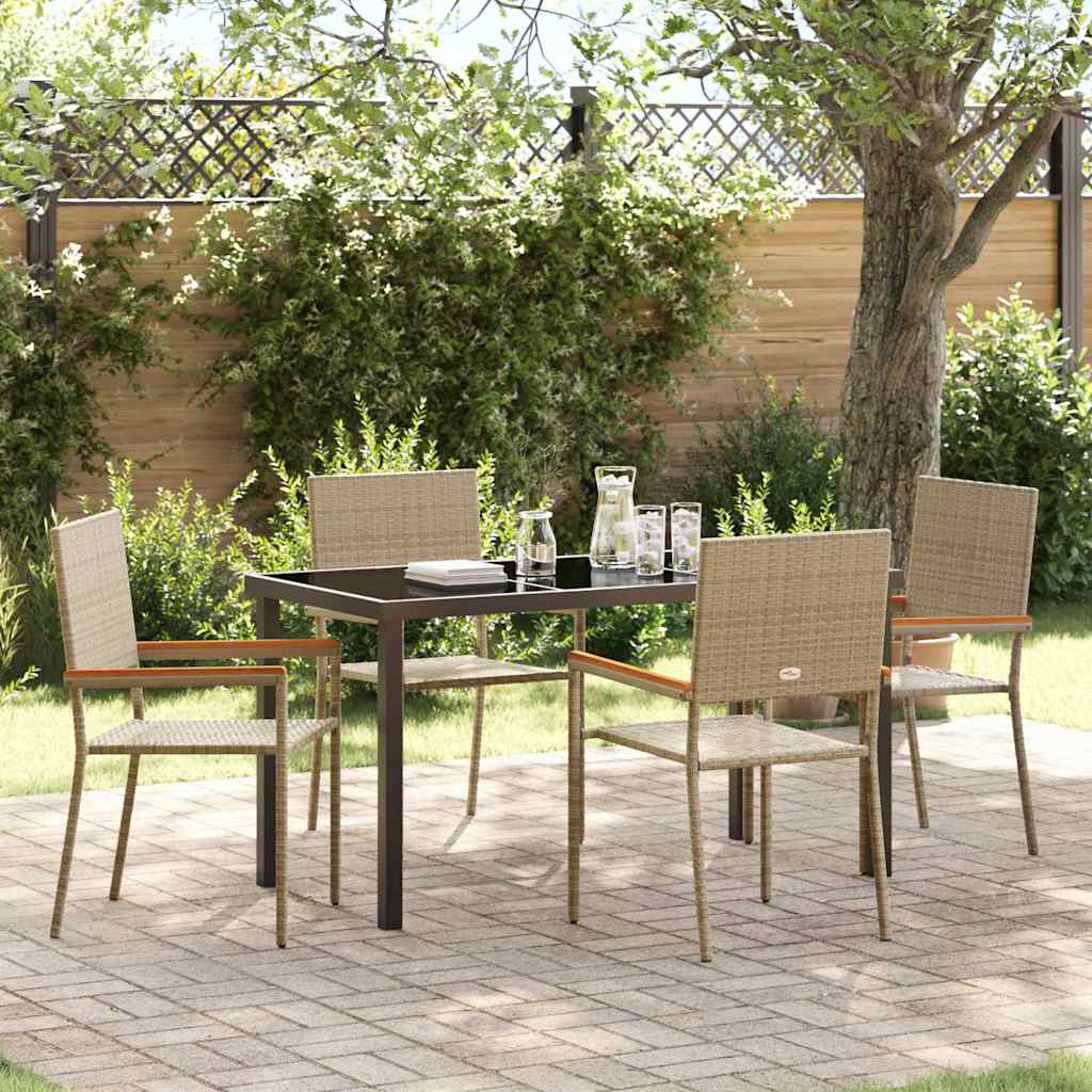 Garden Dining Set 5 pcs Beige Poly rattan