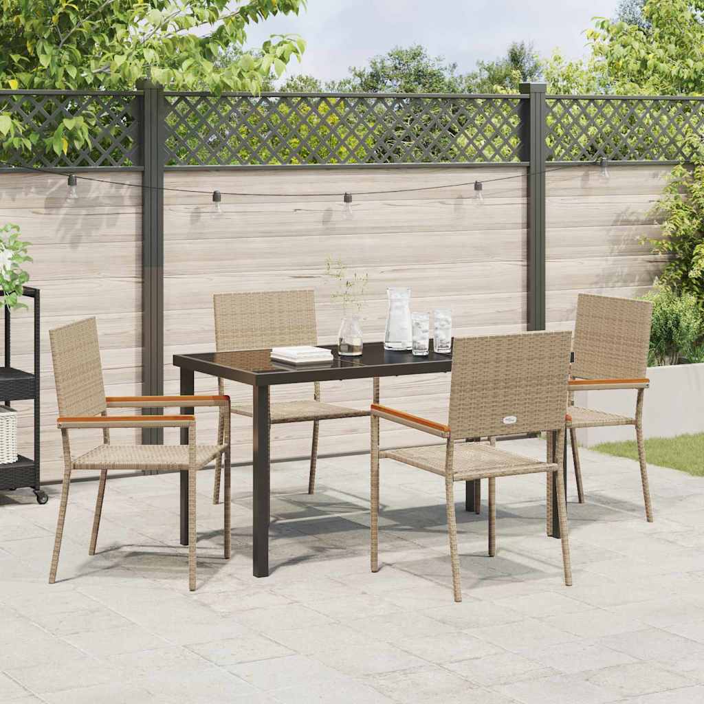 Garden Dining Set 5 pcs Beige Poly rattan