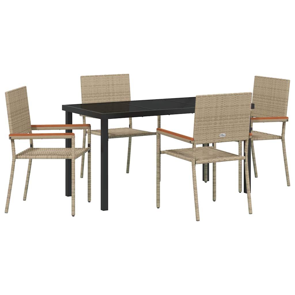Garden Dining Set 5 pcs Beige Poly rattan