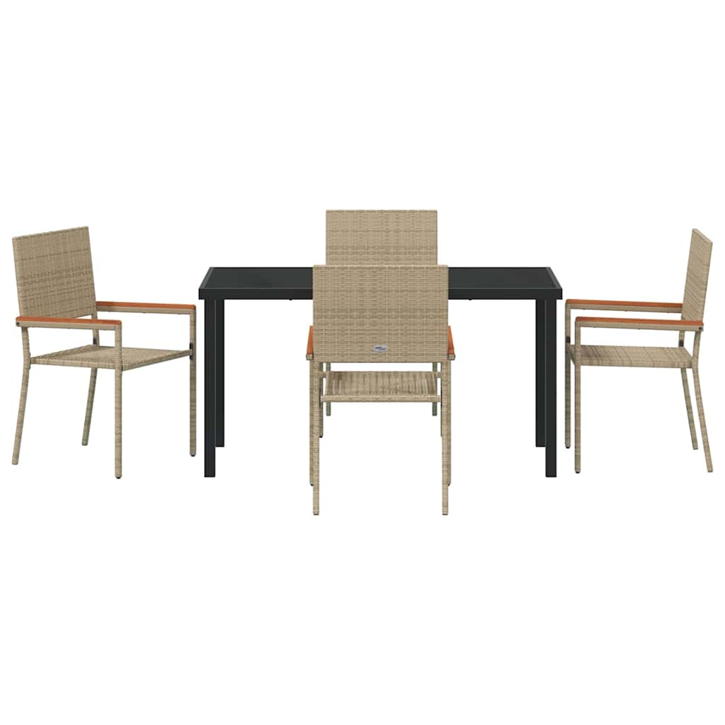 Garden Dining Set 5 pcs Beige Poly rattan