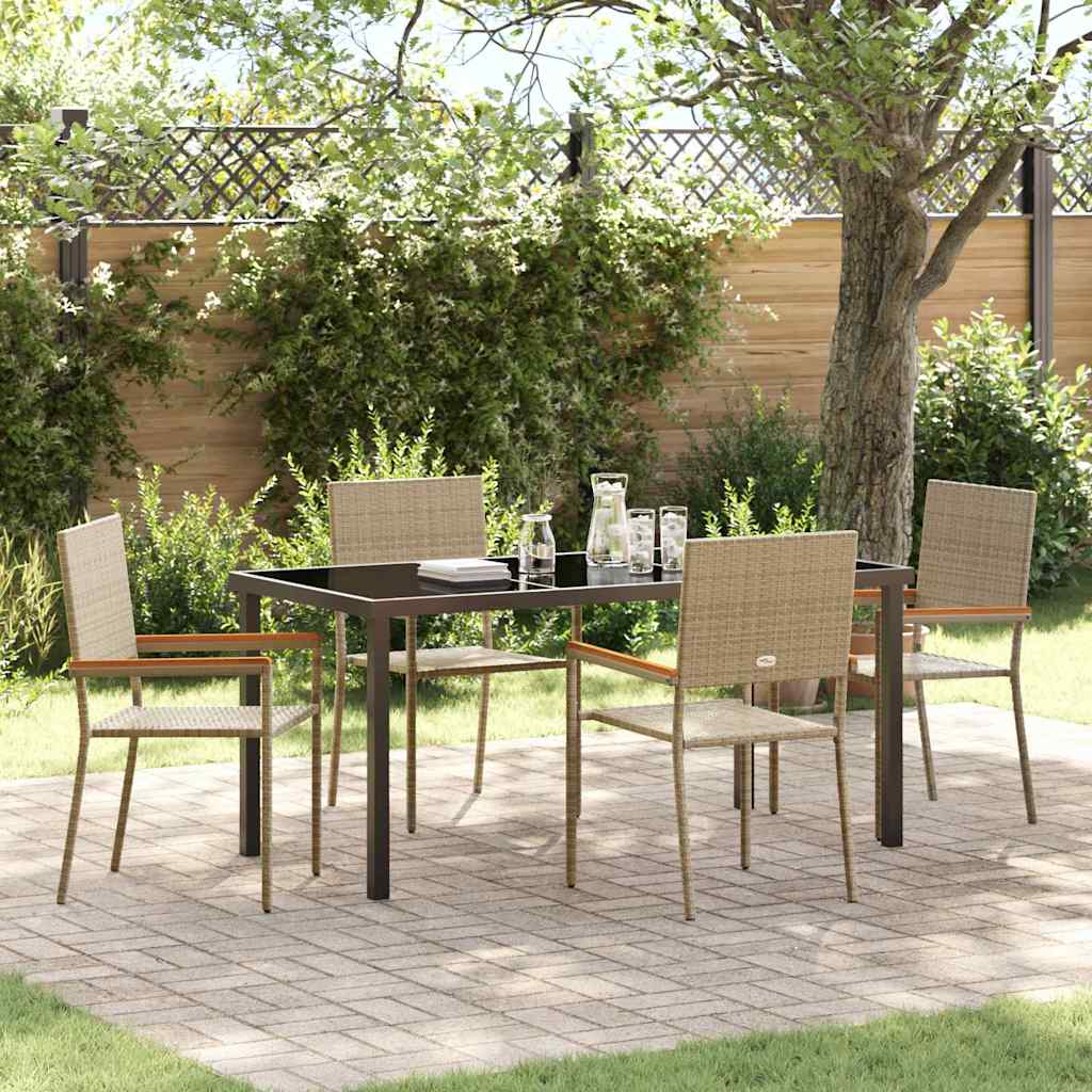 Garden Dining Set 5 pcs Beige Poly rattan