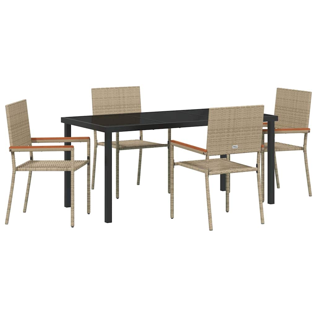 Garden Dining Set 5 pcs Beige Poly rattan