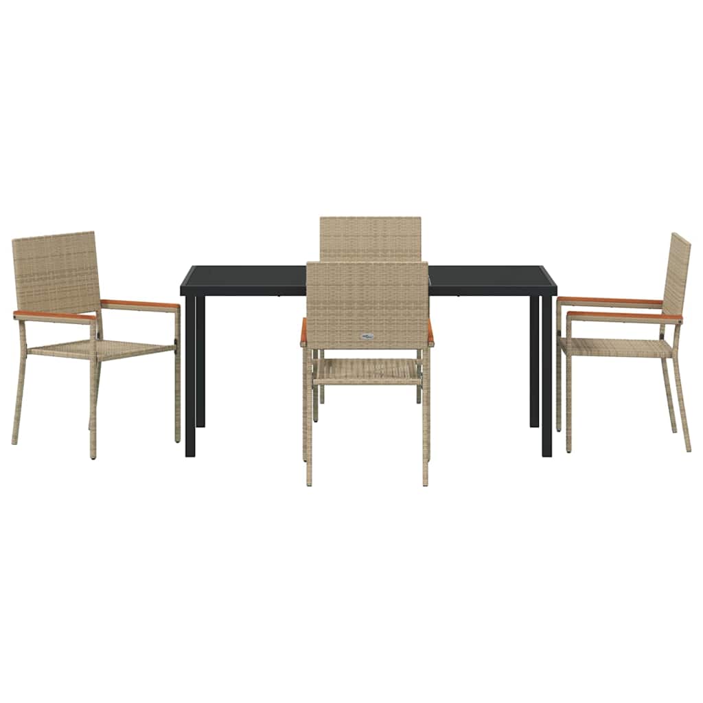 Garden Dining Set 5 pcs Beige Poly rattan