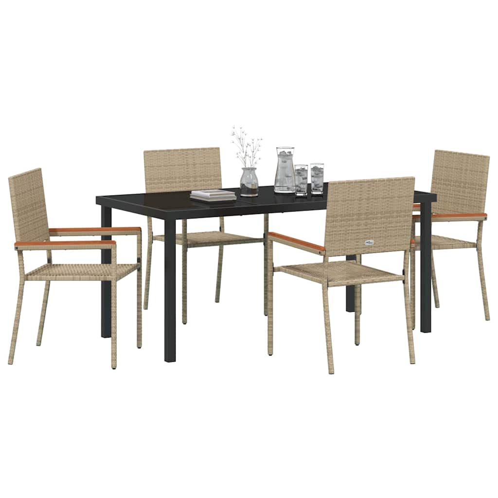 Garden Dining Set 5 pcs Beige Poly rattan
