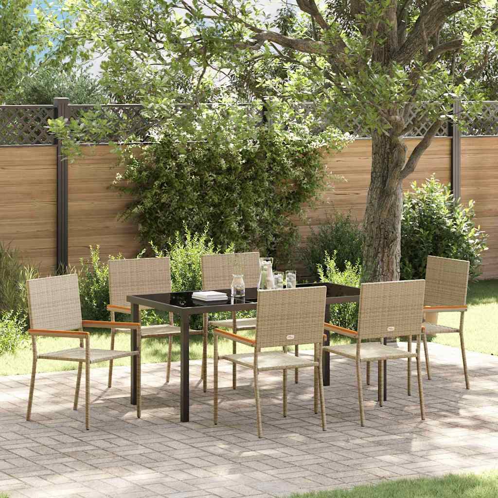 Garden Dining Set 7 pcs Beige Poly rattan