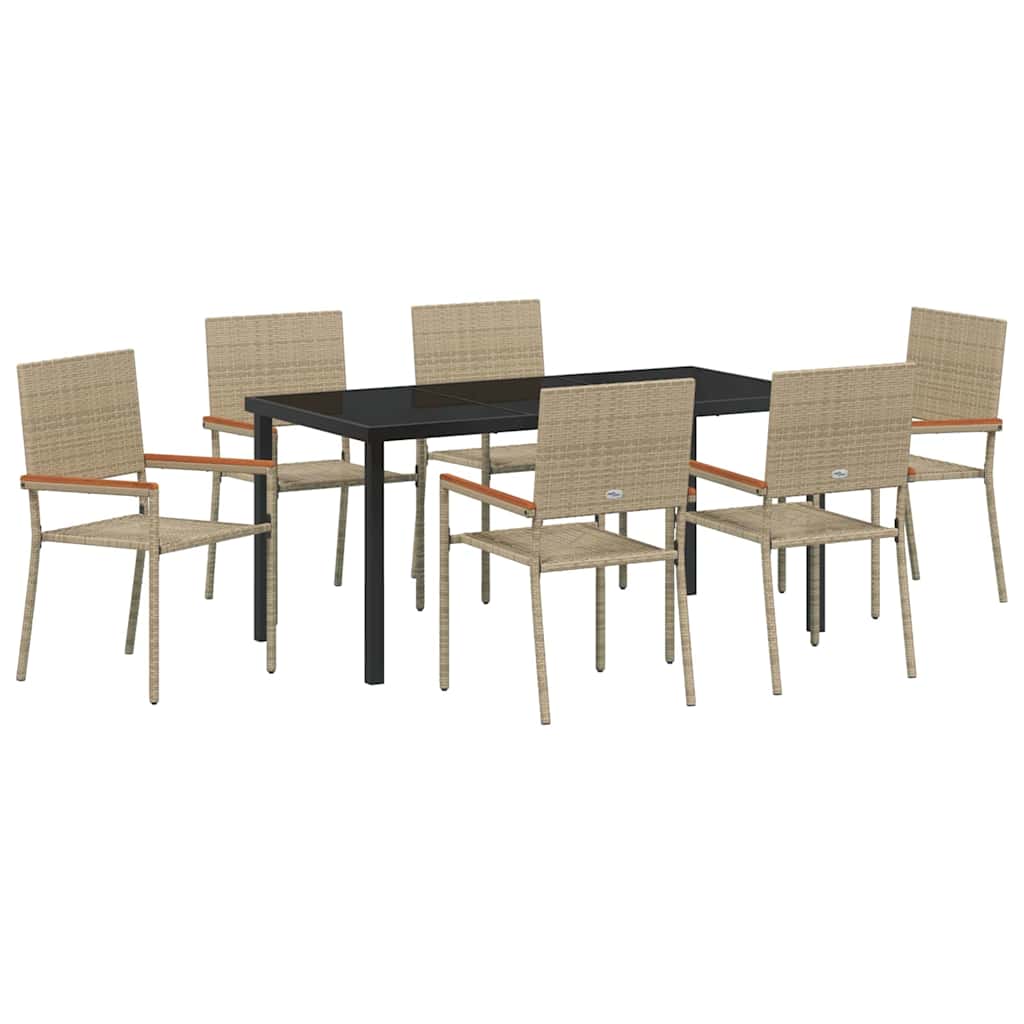 Garden Dining Set 7 pcs Beige Poly rattan
