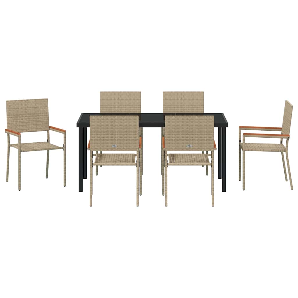 Garden Dining Set 7 pcs Beige Poly rattan