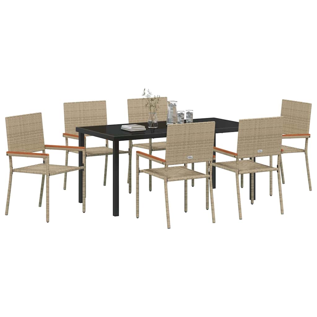 Garden Dining Set 7 pcs Beige Poly rattan