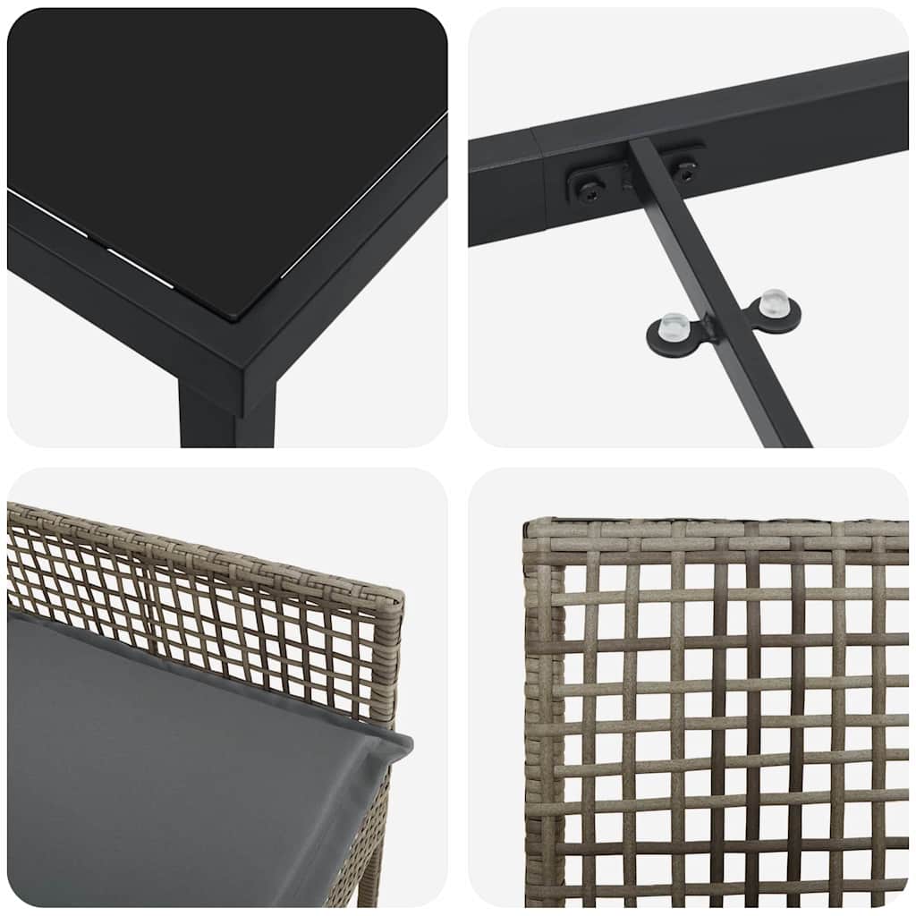 Garden Dining Set with Cushion 5 pcs Grey Poly rattan