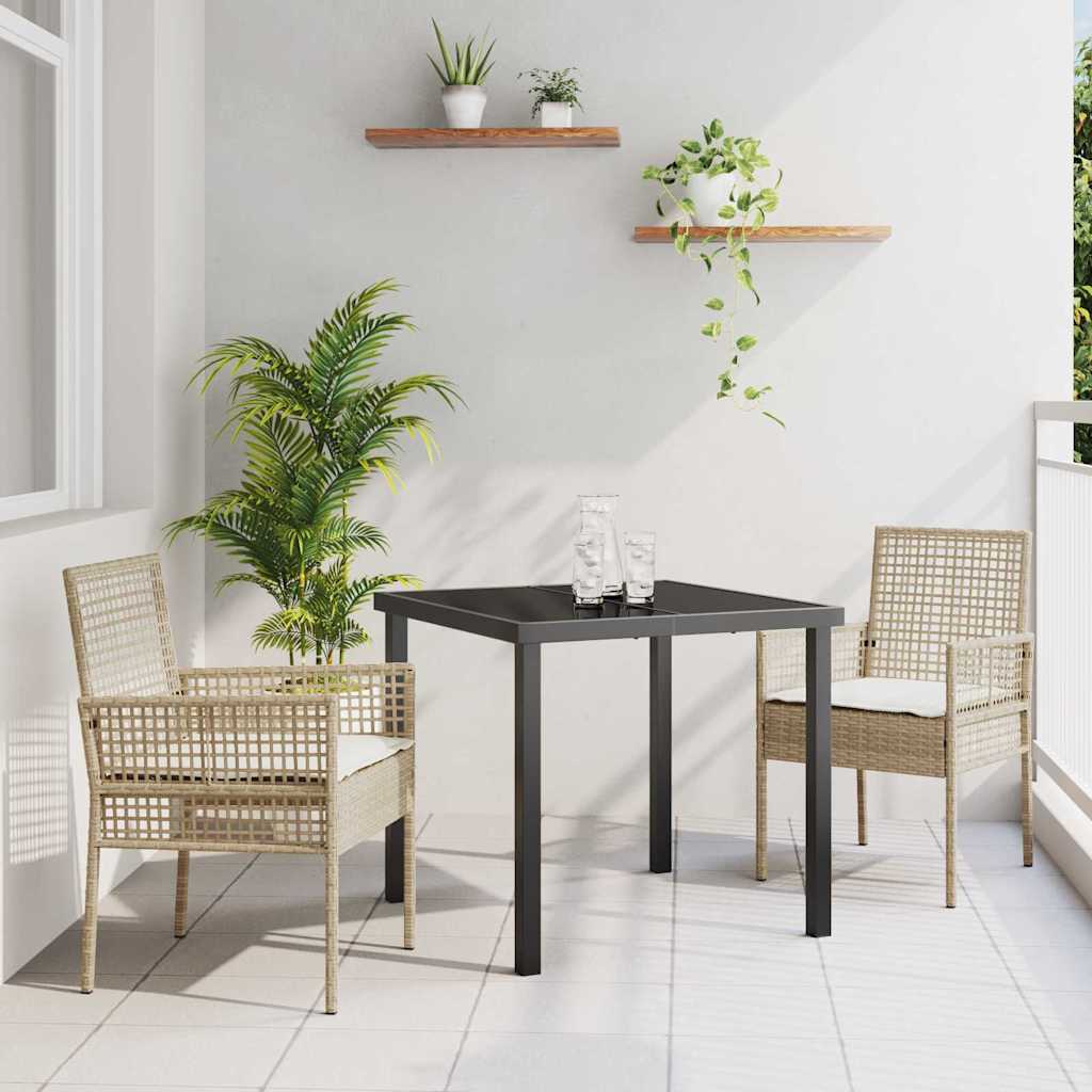 Garden Dining Set with Cushion 3 pcs Beige Poly rattan