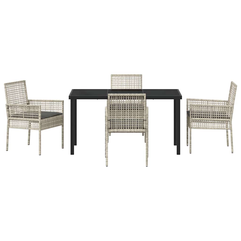 Garden Dining Set with Cushion 5 pcs Light Grey Poly rattan
