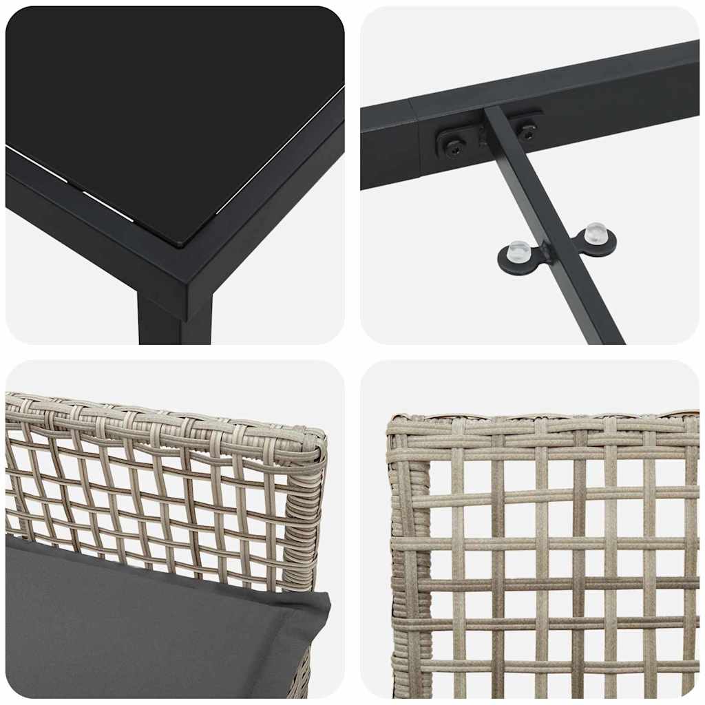 Garden Dining Set with Cushion 7 pcs Light Grey Poly rattan