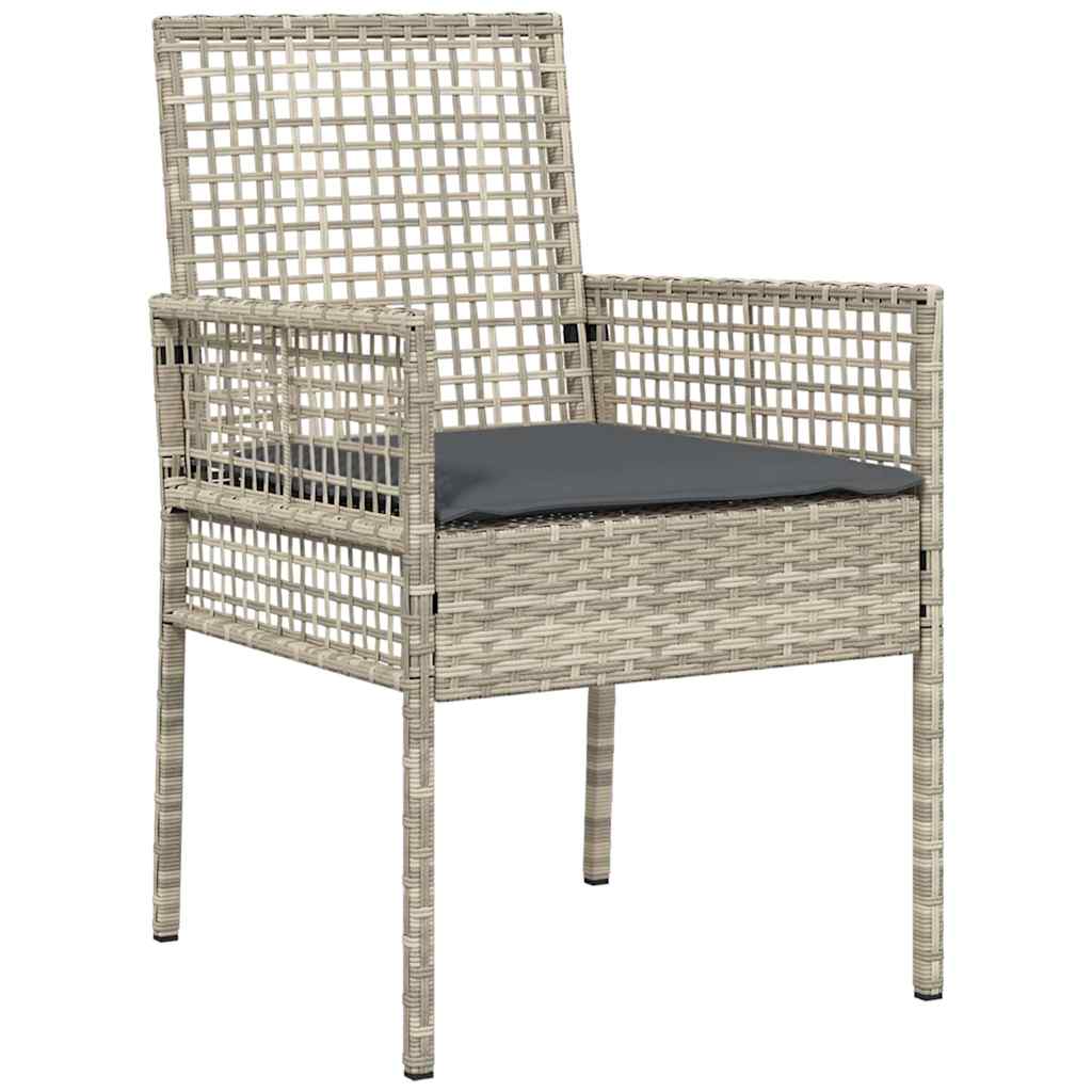 Garden Dining Set with Cushion 7 pcs Light Grey Poly rattan