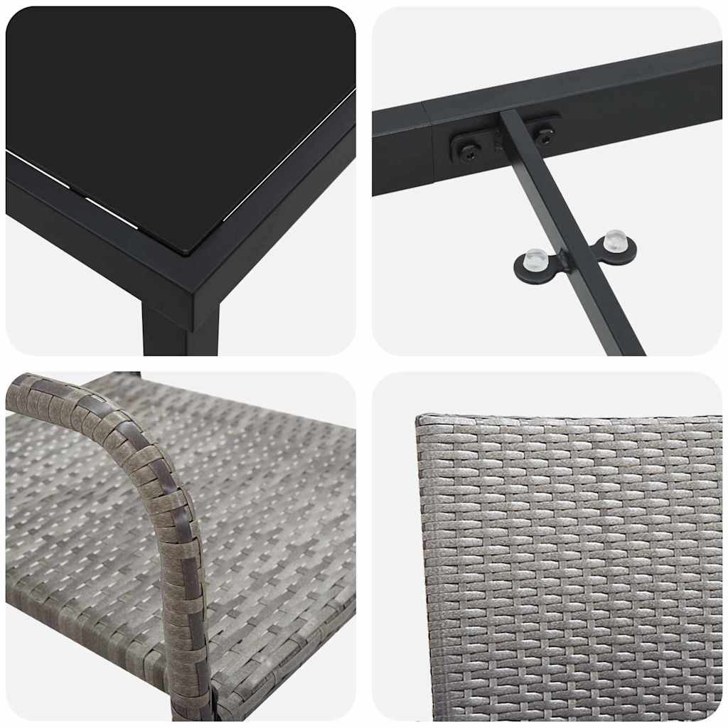 Garden Dining Set 3 pcs Grey Poly rattan