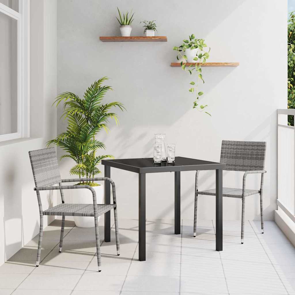 Garden Dining Set 3 pcs Grey Poly rattan