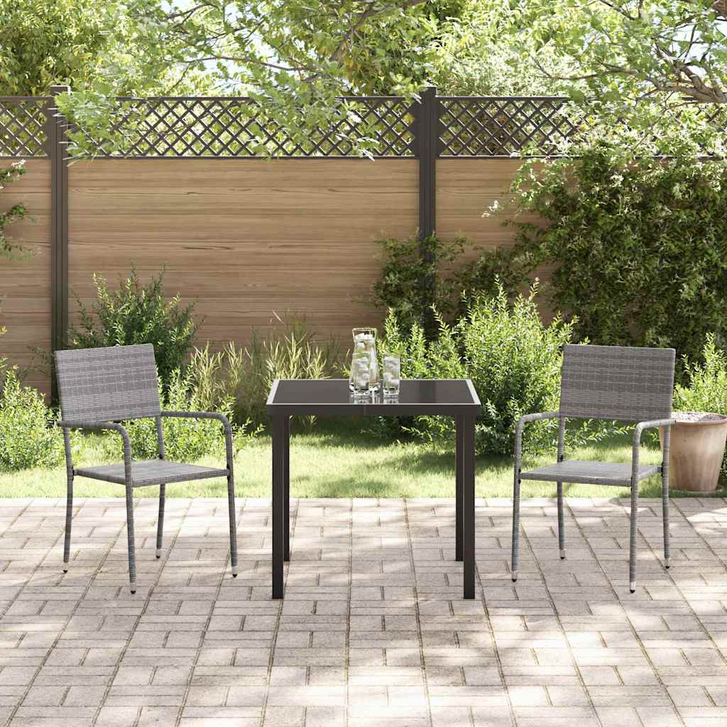Garden Dining Set 3 pcs Grey Poly rattan