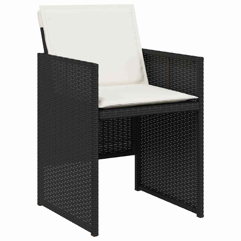Garden Dining Set with Cushion Folding 5 pcs Black Poly rattan