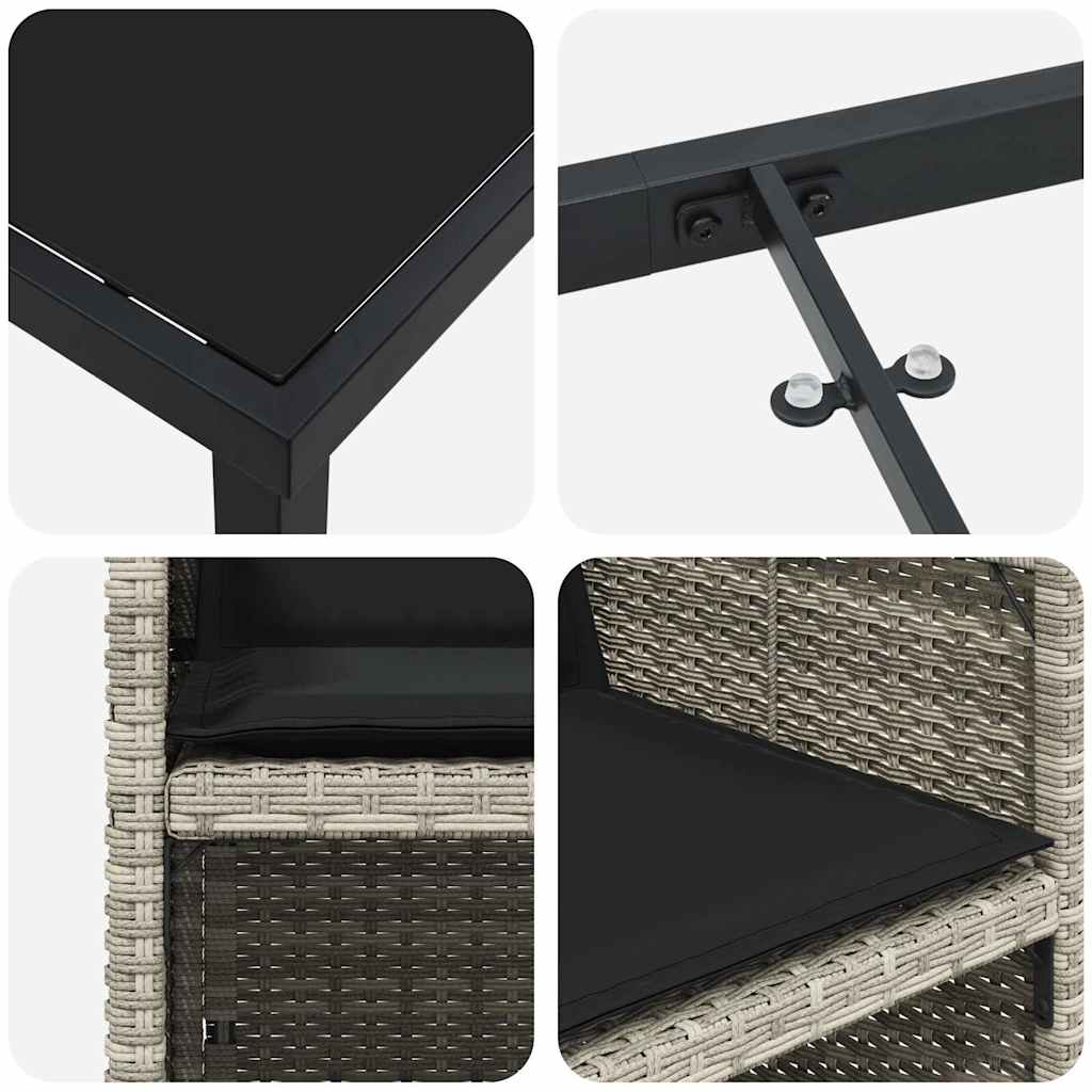 Garden Dining Set with Cushion 5 pcs Light grey Poly rattan