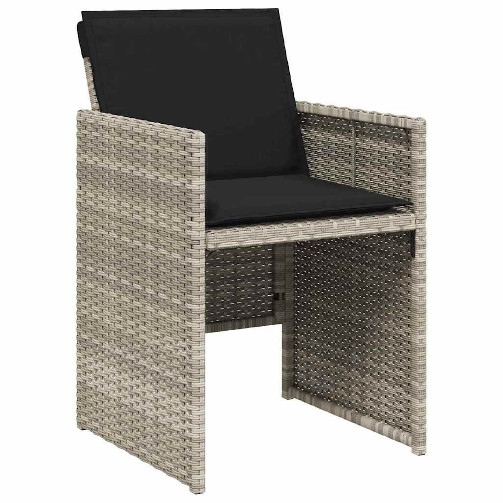 Garden Dining Set with Cushion 5 pcs Light grey Poly rattan