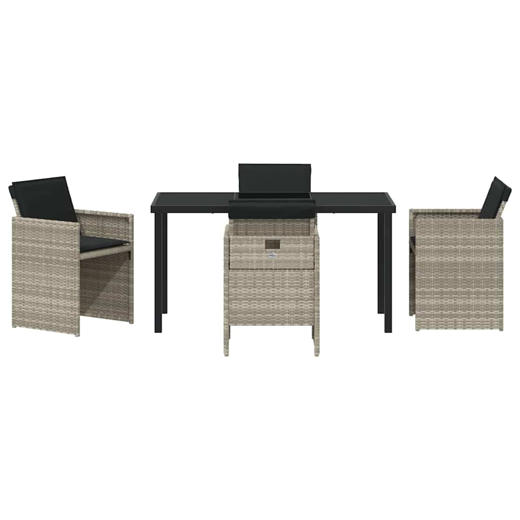 Garden Dining Set with Cushion 5 pcs Light grey Poly rattan