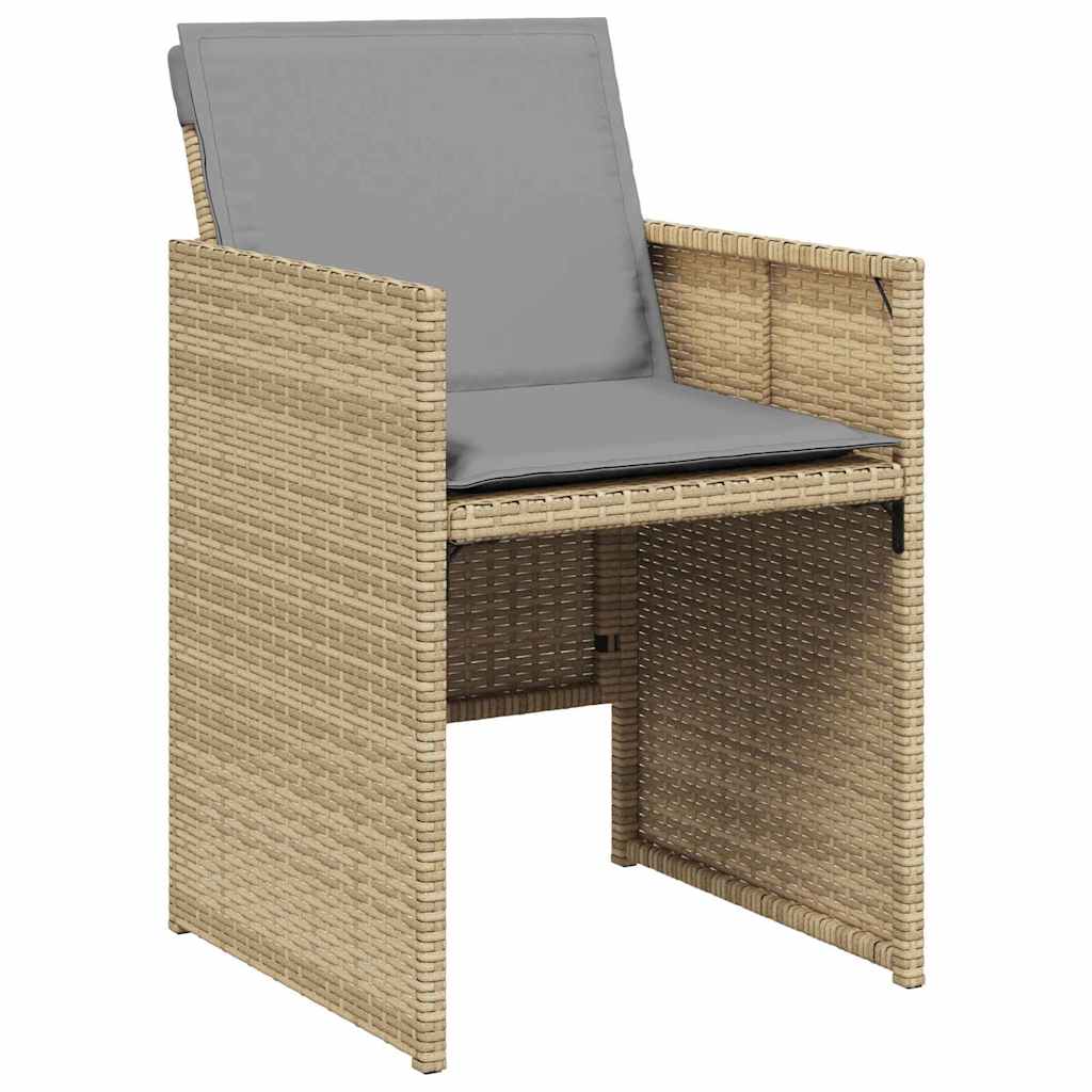 Garden Dining Set with Cushion Folding 5 pcs Beige Poly rattan