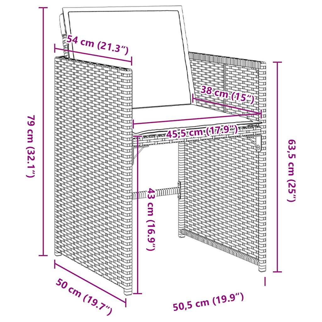 Garden Dining Set with Cushion Folding 5 pcs Grey Poly rattan