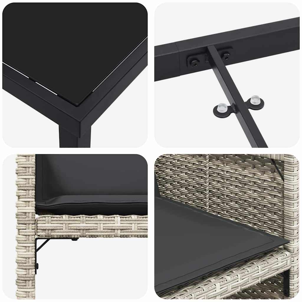 Garden Dining Set with Cushion 5 pcs Light grey Poly rattan