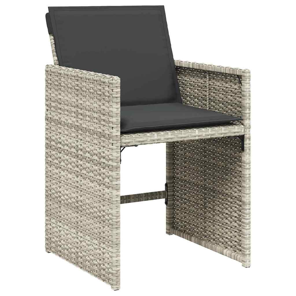Garden Dining Set with Cushion 5 pcs Light grey Poly rattan