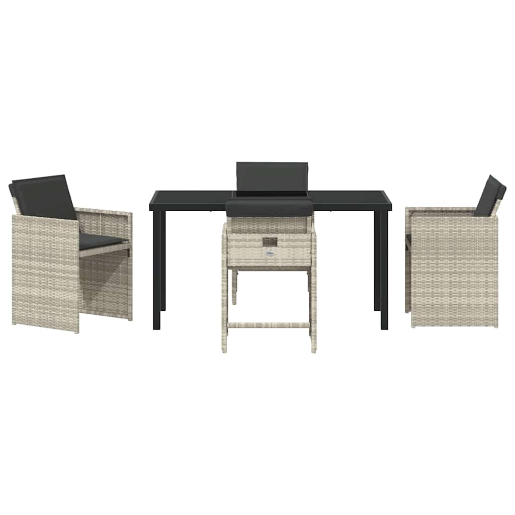 Garden Dining Set with Cushion 5 pcs Light grey Poly rattan