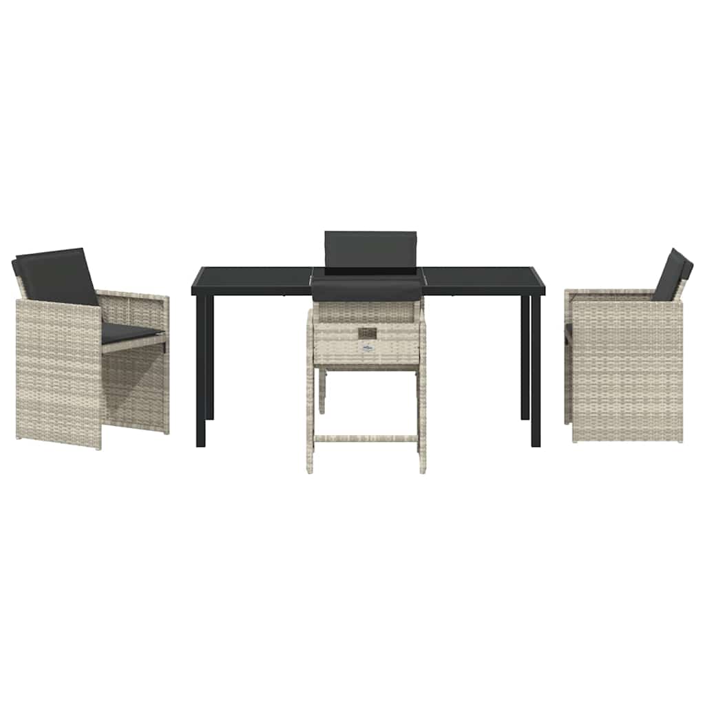 Garden Dining Set with Cushion 5 pcs Light grey Poly rattan