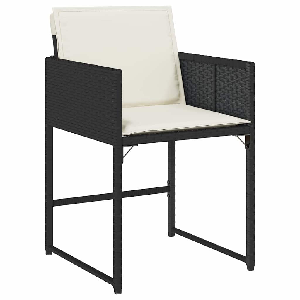 Garden Dining Set with Cushion Folding 5 pcs Black Poly rattan